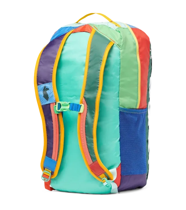 Back of the Batac daypack with mesh straps and side pocket